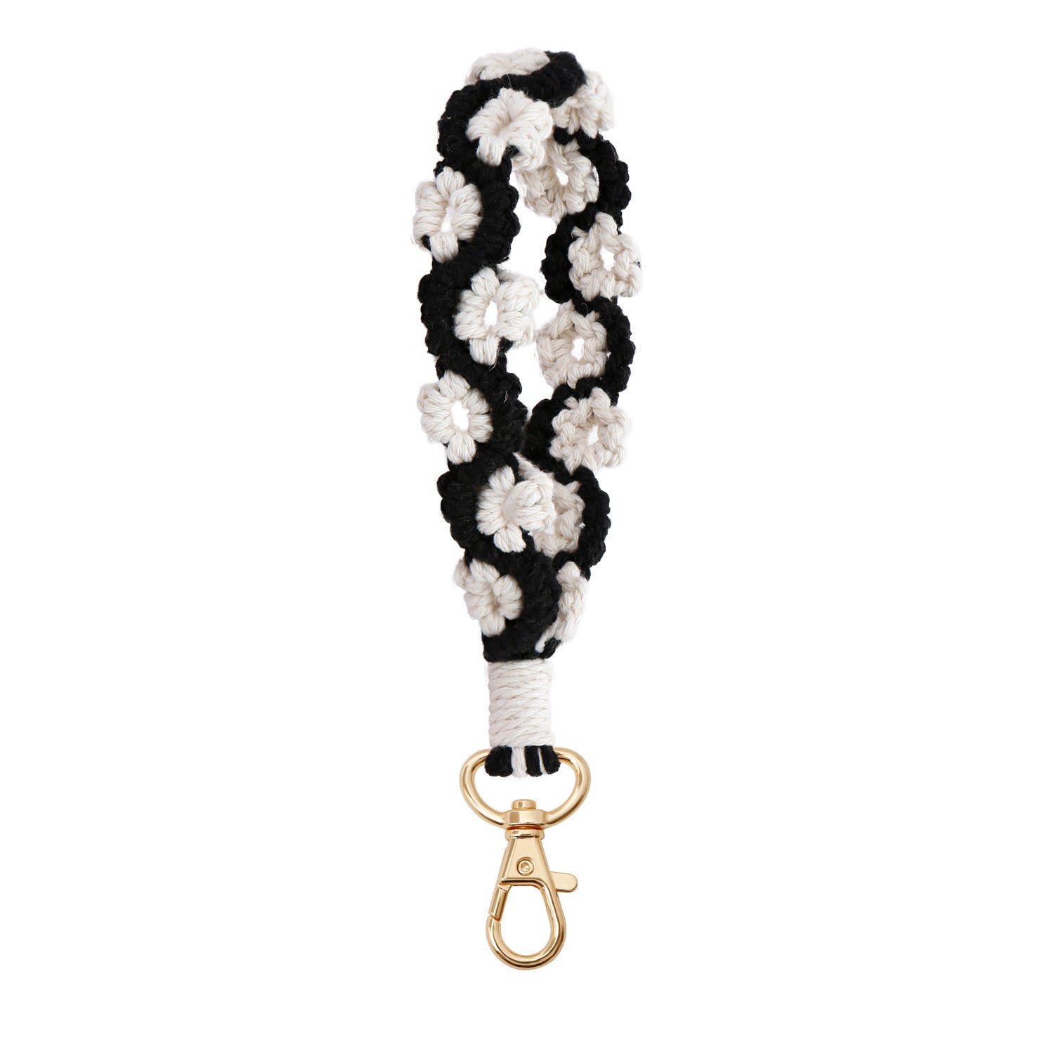 Wholesale Cotton Rose Woven Wristband with Keychain